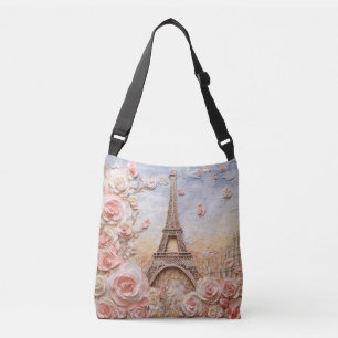 Bolsa Ajustável Eiffel Tower Paris França Floral Rosa Francês