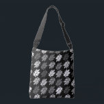 Bolsa Ajustável Elder Leaf Pattern Black White Grey<br><div class="desc">Elder tree leaf silhouette in a surface pattern design with grey and white detail on a black background.</div>