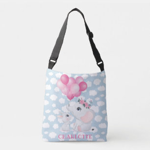 Bolsa Ajustável Elefante e coelho com flores e balão