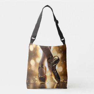 Bolsa Ajustável Elegância Dourada: Sapatos de Bailarina em Bokeh D