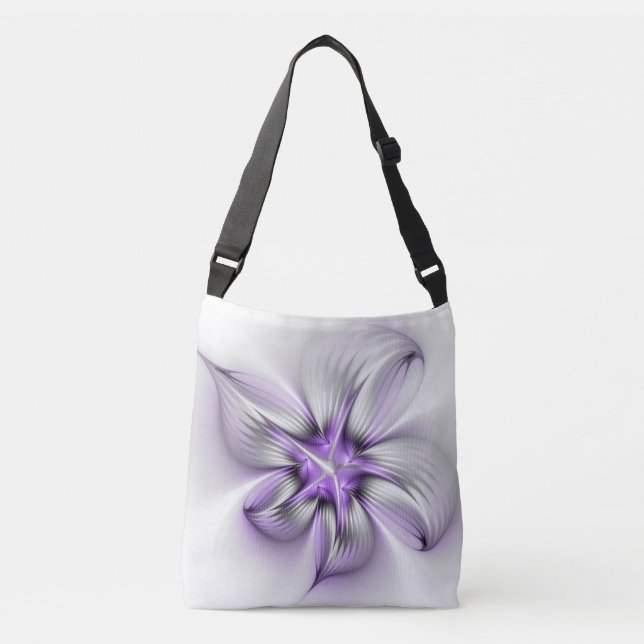 Bolsa Ajustável Elegância Floral Moderna Abstrato Violet Art (Frente)