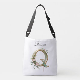Bolsa Ajustável Elegant Gold Floral Letter Q Crossbody Bag