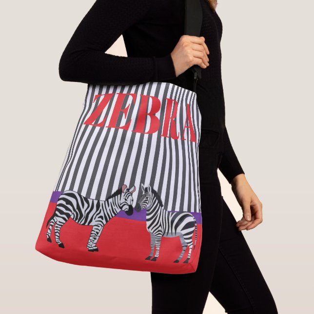 Bolsa Ajustável Elegant stripped pattern with Zebra Red purple  (Close Up)