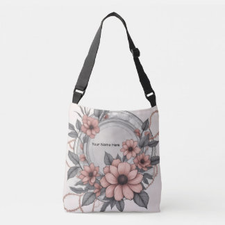 Bolsa Ajustável Elegante Floral Malva Sombrio Falso Mármore Person