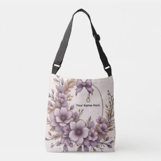 Bolsa Ajustável Elegante Laço Floral Lavanda Personalizado