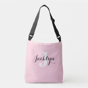 Bolsa Ajustável Elegante Rosa Bege Nome Personalizado