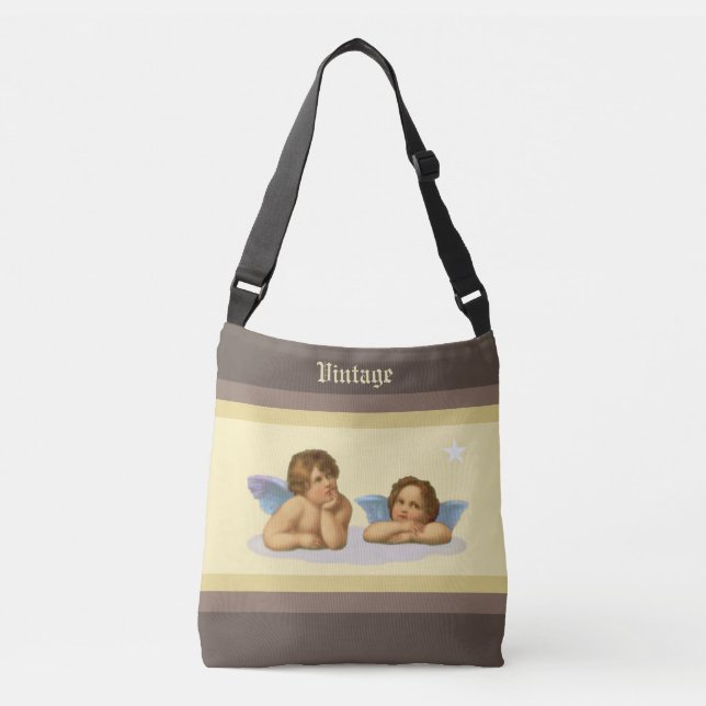Bolsa Ajustável Elegantes Querubins de Rafael em Tons de Marfim e  (Frente)