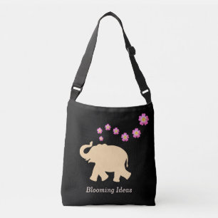 Bolsa Ajustável Elephant, Flores e Ideias Emergentes Texto em Pret