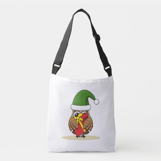 Bolsa Ajustável Elf Owl de Natal com Presente (Frente)