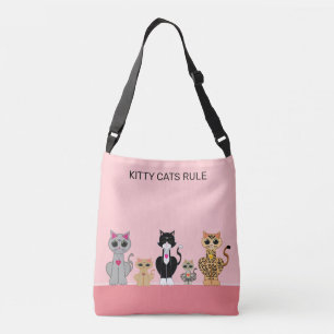 Bolsa Ajustável Equipe de Gatinho Fofo & Caligrafia em Coral & Ros