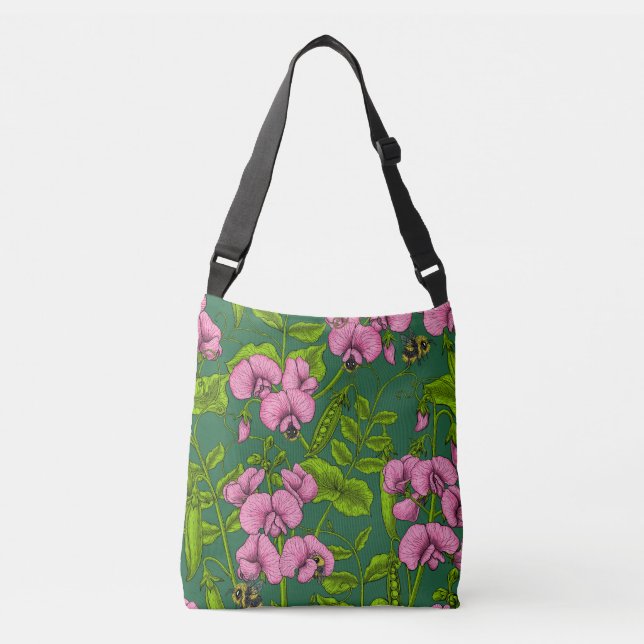 Bolsa Ajustável Ervilhas doces e espécimes do gênero Bombus spp.,  (Frente)
