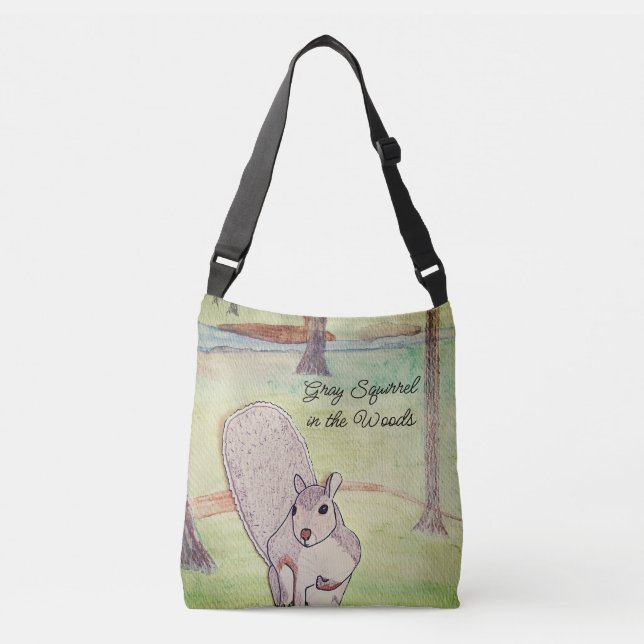 Bolsa Ajustável  Esquilo Cinza na Floresta (Frente)