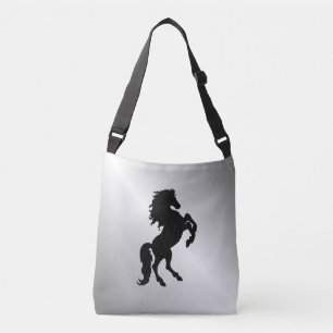 Bolsa Ajustável Estalhão Negro/Cavalo em Prata