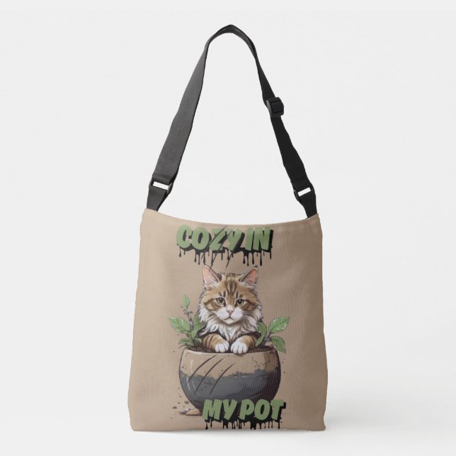 Bolsa Ajustável Estilo de Pote do Gatinho de Faixa Castanha (Frente)