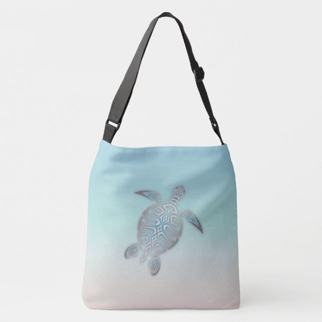 Bolsa Ajustável Estilo de Praia da Tartaruga do Mar de Prata Turqu (Verso)
