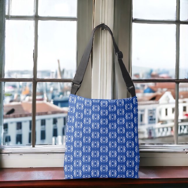 Bolsa Ajustável Estilo escandinavo Design da Feira Branca Azul Mod (Criador carregado)