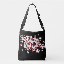 Bolsa Ajustável estrelas de futebol preto vermelho monograma