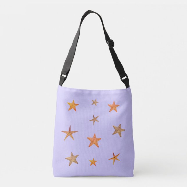 Bolsa Ajustável Estrelas-do-mar laranja e bege em azul claro (Verso)