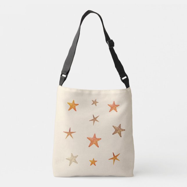 Bolsa Ajustável Estrelas-do-mar laranja e bege sobre marfim (Verso)