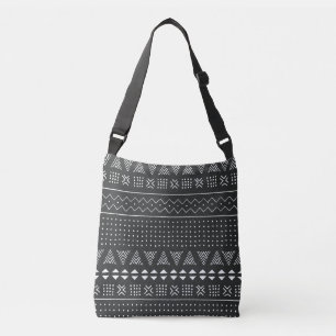 Bolsa Ajustável Etnia tribal: padrão branco negro.