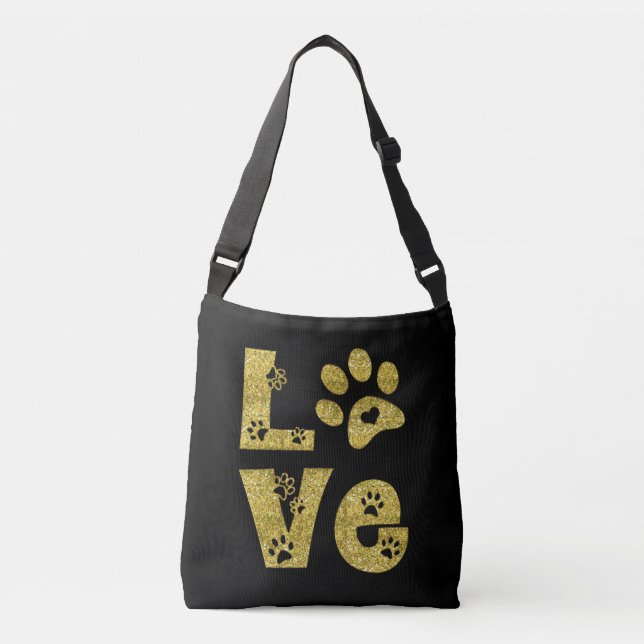 Bolsa Ajustável Eu amo gatos - o brilho do ouro - (Frente)