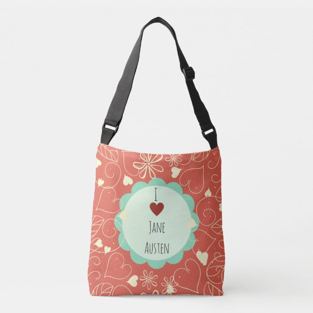 Bolsa Ajustável Eu amo o teste padrão da laranja de Jane Austen (Frente)