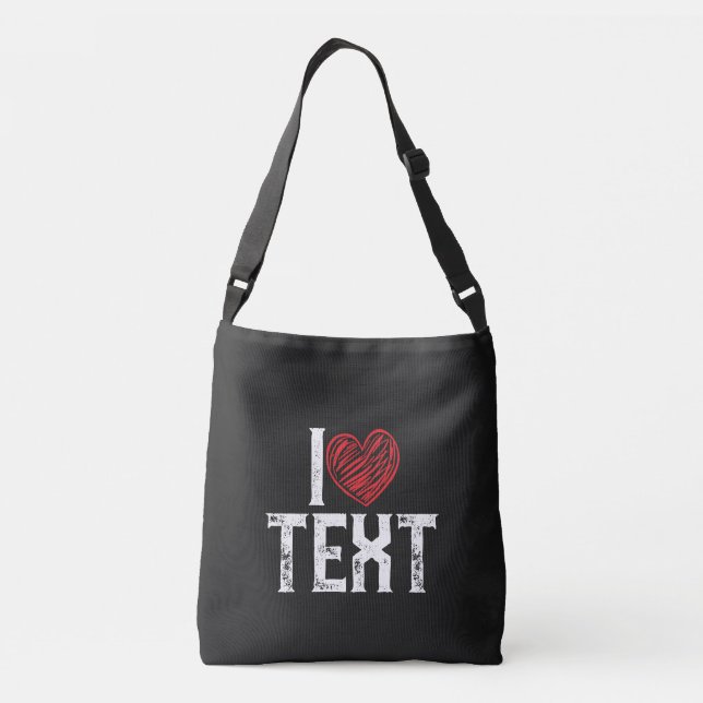 Bolsa Ajustável Eu com design de coração vermelho (Verso)