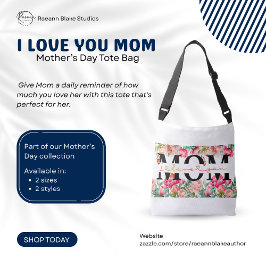Bolsa Ajustável "Eu Te Amo Mamãe" Sacola do Dia das Mães