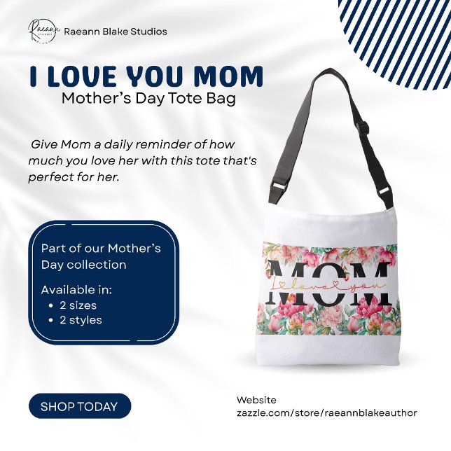 Bolsa Ajustável "Eu Te Amo Mamãe" Sacola do Dia das Mães (Criador carregado)