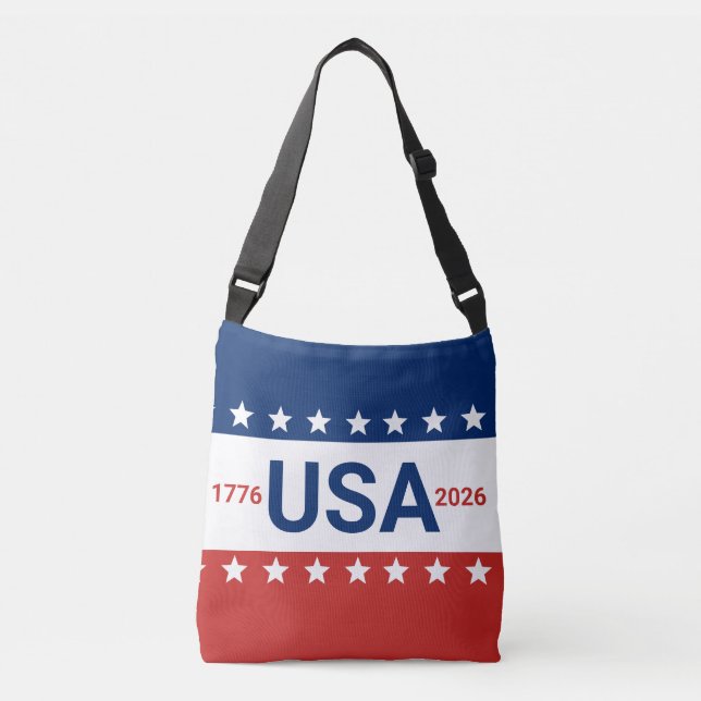 Bolsa Ajustável EUA 1776 2026 250º Aniversário Vermelho Azul Branc (Frente)