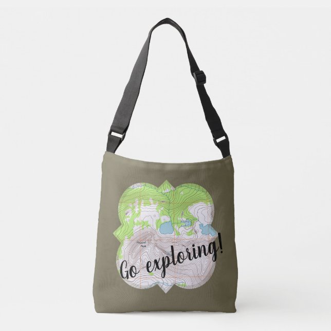 Bolsa Ajustável "Explorar" Quatrefoil do Mapa Topográfico (Frente)