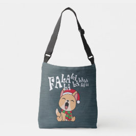 Bolsa Ajustável Fa La La La Christmas Dog Singing Crossbody Bag