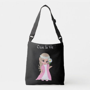Bolsa Ajustável Fada Fofo com Flores em Preto