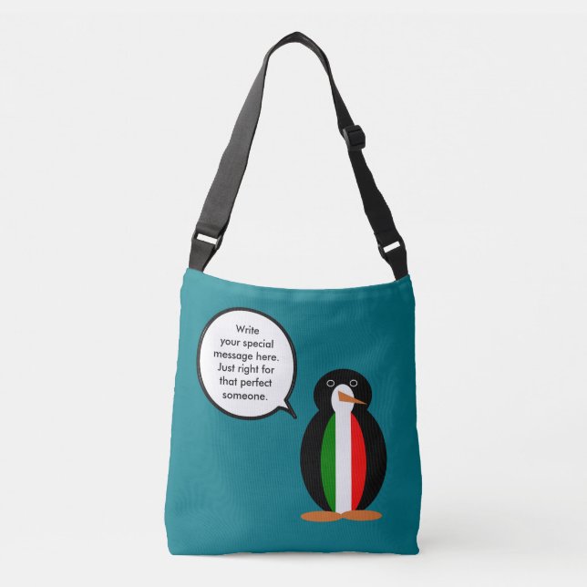 Bolsa Ajustável Falando Italiano Sra. Penguin Personalizada (Frente)
