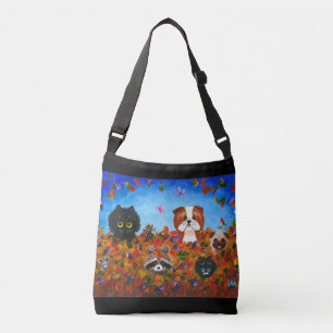 Bolsa Ajustável Fall Deixa Gats Dog Raccoon Art