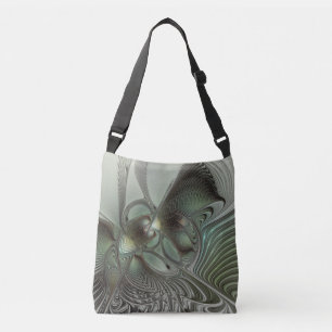 Bolsa Ajustável Fantasia de Arte Fractal da Cinza Olive Sage