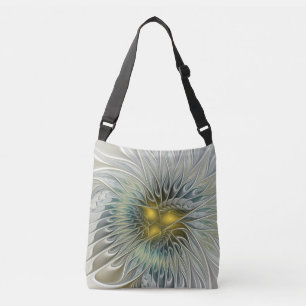 Bolsa Ajustável Fantasia de Flor Prateada Dourada Arte Fractal Abs