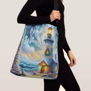 Bolsa Ajustável Farol de Árvore de Natal Azul Costeiro Náutico