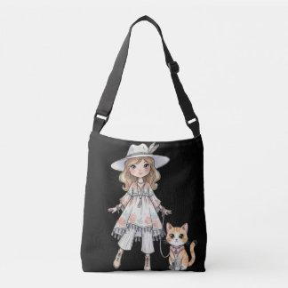 Bolsa Ajustável Fashionable girl strolling with her cat