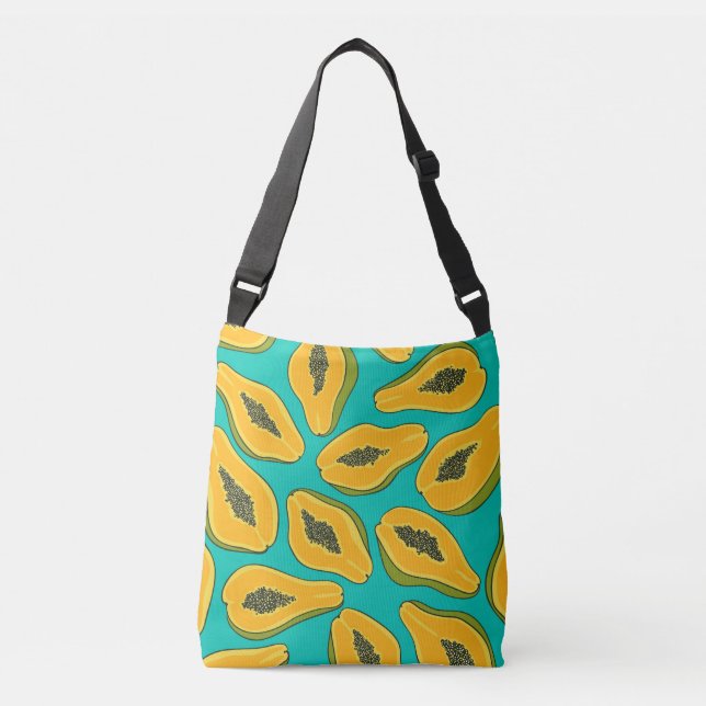 Bolsa Ajustável Fatias de Papaya na Turquesa (Frente)