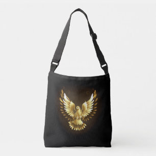 Bolsa Ajustável Faux Gold Foil Peace Dove em Preto