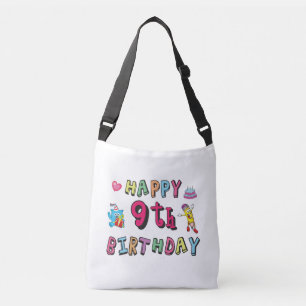 Bolsa Ajustável Feliz aniversário de 9 anos para crianças de 9 ano
