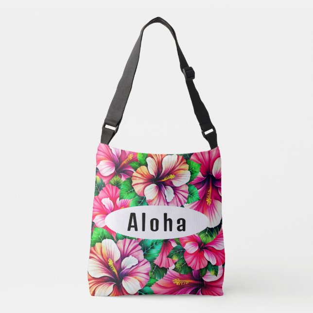 Bolsa Ajustável Feliz Hibiscus Hawaiian floral (Frente)