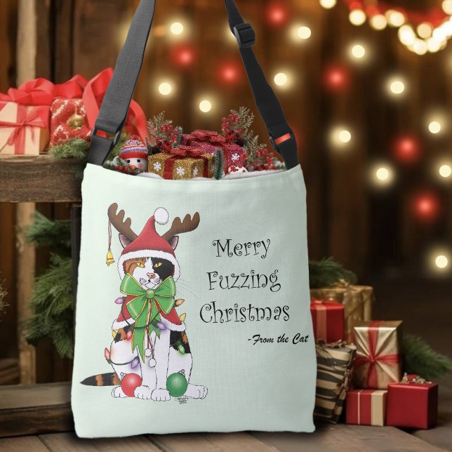 Bolsa Ajustável Feliz Natal Calico Cat (Criador carregado)