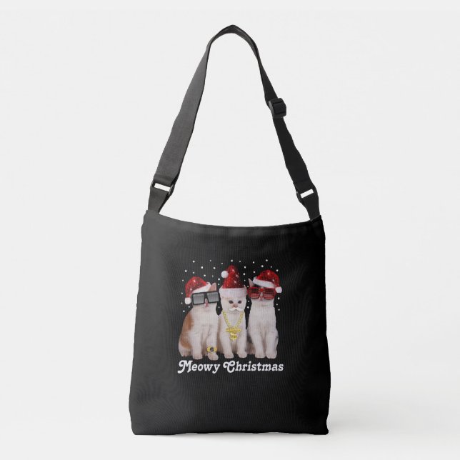 Bolsa Ajustável Feliz Natal | Gato Gato Com Papai Noel (Frente)