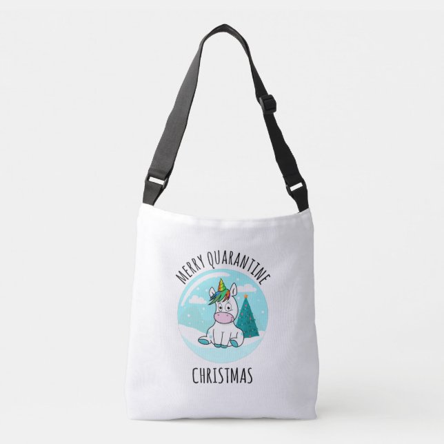 Bolsa Ajustável Feliz Quarantine Christmas Unicorn (Frente)