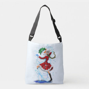 Bolsa Ajustável Feliz Snowman e Girl Dance Tango Natal 