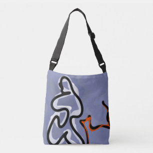 Bolsa Ajustável Figura com Feline: Abstrato azul, laranja, B e W