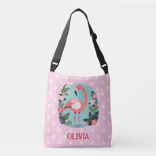 Bolsa Ajustável Flamingo Floral Rosa Fofo com Bolinhas
