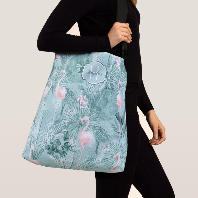 Bolsa Ajustável Flamingo Orchid Tropical Pattern Teal ID868 (Close Up)